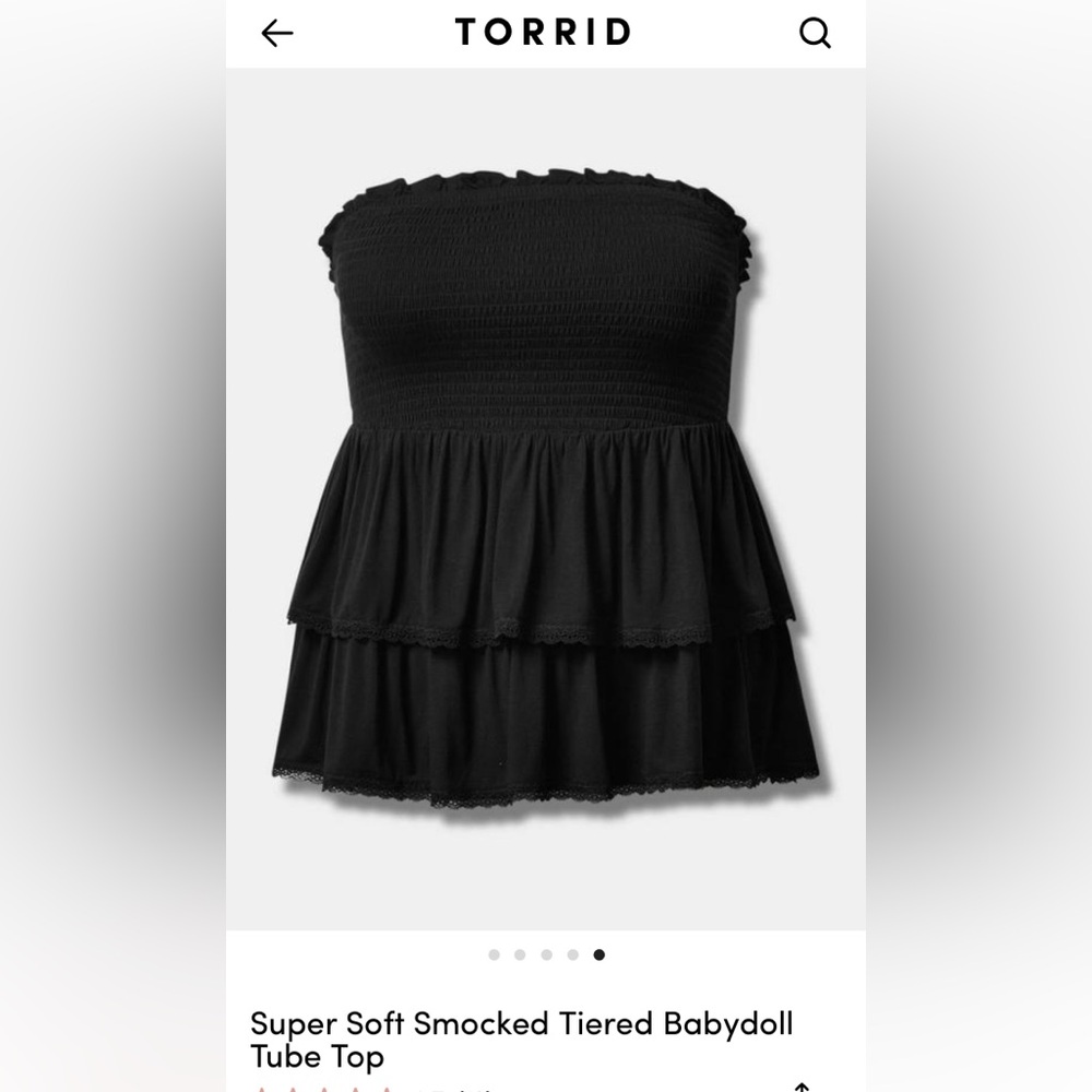2 pieces: Torrid Size 4 Black and Floral Tiered Tube Tops – Like New